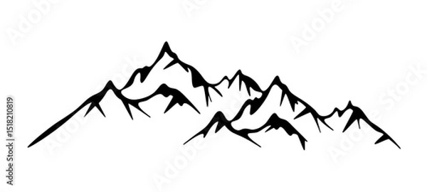 Obraz Black silhouette of mountains peaks landscape banner panorama illustration adventure travel icon vector for logo, isolated on white background	
