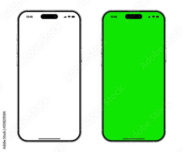 Obraz Smartphone with white and green screen, mobile phone mockup