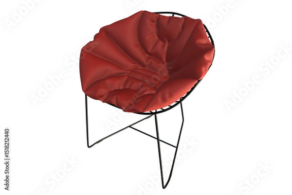 Obraz Lystok Lounge Wire Armchair with Red Cushion 3D Model