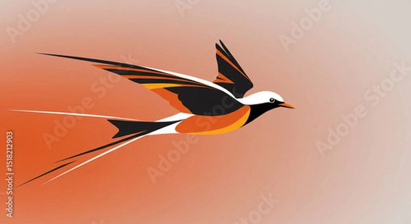 Fototapeta Flying bird in motion, Colorful Vector