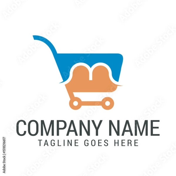 Obraz Letter M Ecommerce Shopping Trolley Vector Logo Design. 標誌設計, ロゴデザイン, Diseño de logotipo