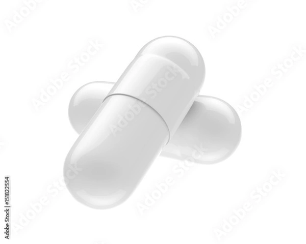 Fototapeta pills capsules isolated on white background, 3D rendering