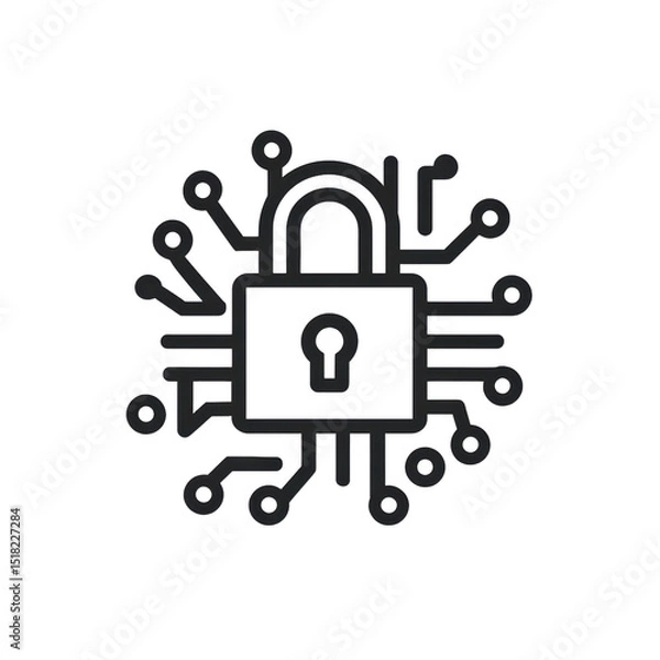 Obraz Ransomware. Digital lock with circuit design representing cybersecurity themes.