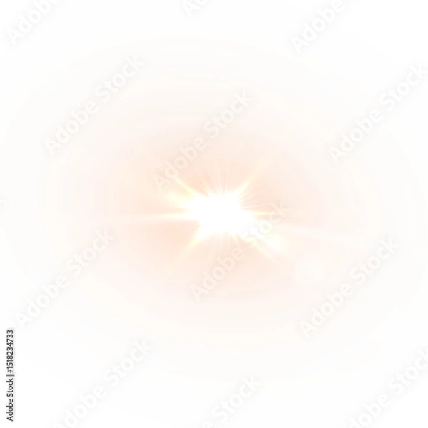 Fototapeta Lens glare and glowing ray with flare beam overlay creates an illuminated abstract background with bright starlight and sunshine sparkle perfect for vibrant magic or festive optical design