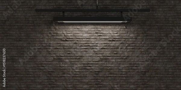 Obraz Brick wall background, wall with ceiling lights, 3D illustration