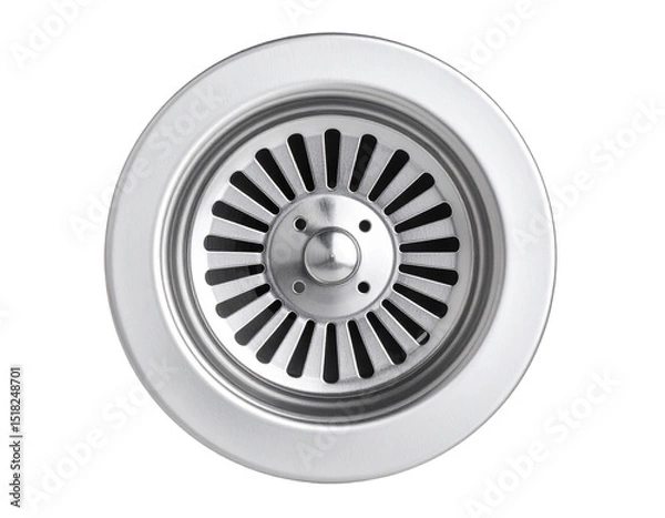 Fototapeta Stainless Steel Kitchen Sink Drain Strainer isolated on transparent or white background	
 