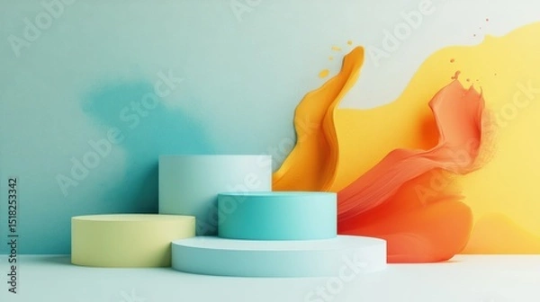 Fototapeta Colorful Geometric Display Podiums