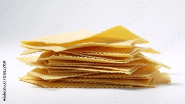 Fototapeta Stack of Dry Pasta Sheets on White Background