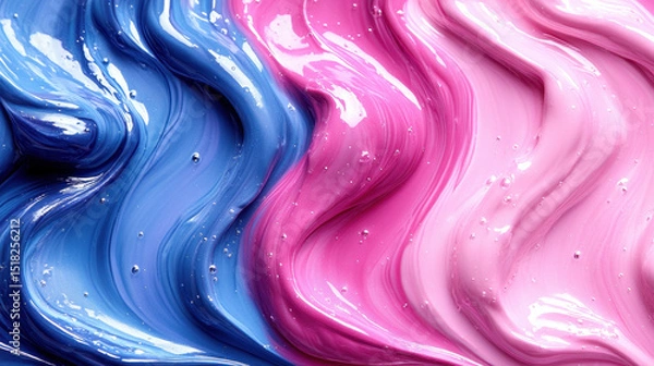 Fototapeta This image features vibrant swirls of blue and pink paint, creating a dynamic and colorful abstract background ideal for various design projects