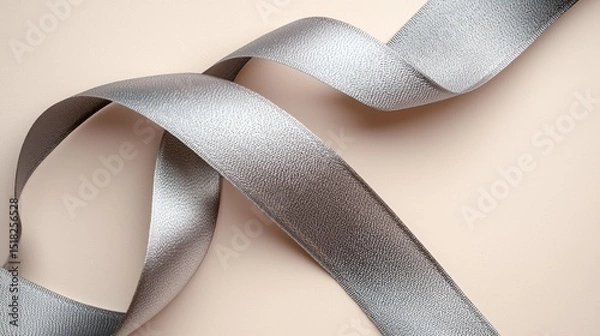 Fototapeta Elegant silver ribbon twisting and turning, creating a luxurious and stylish aesthetic.