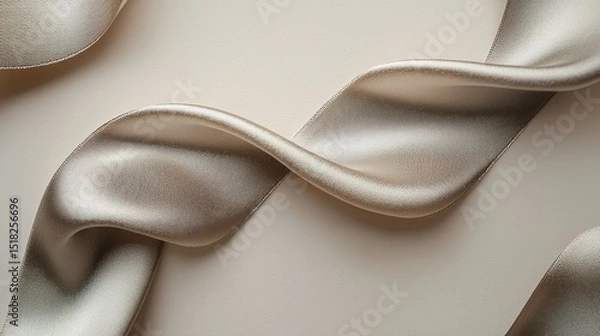 Fototapeta Luxurious silk ribbons gracefully flowing against a neutral, soft-toned backdrop.