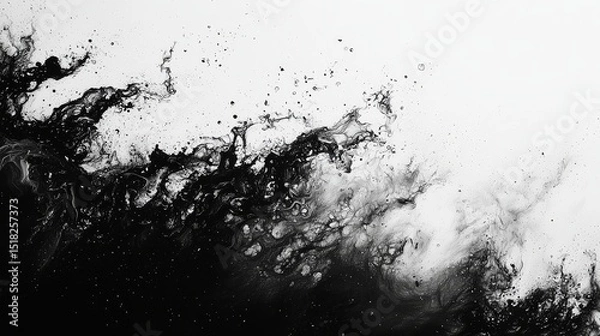 Fototapeta Grunge style abstract black and white painting of bubbling dark water and smoky textures with low angle gritty detail