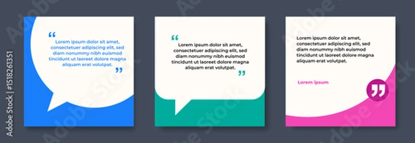 Obraz Quote bubble banners, infographics. Editable social media post templates. Colorful speech bubble design. Vector illustration