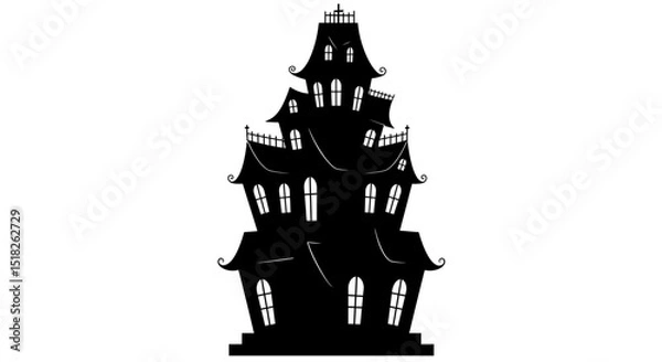 Fototapeta A spooky whimsical haunted house silhouette