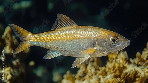 Obraz Close-up of a fish swimming in an aquatic environment.