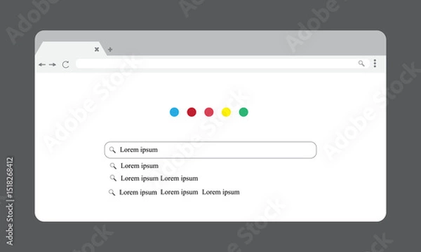 Fototapeta Search bar with suggestions and pop up list search results. Search form template for websites and ui interface. Search address and navigation bar icon.