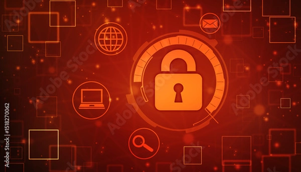 Fototapeta Digital Padlock on abstract technology background, Technology security concept. Modern safety digital background. Protection system, Cyber Security and safety information, personal data concept