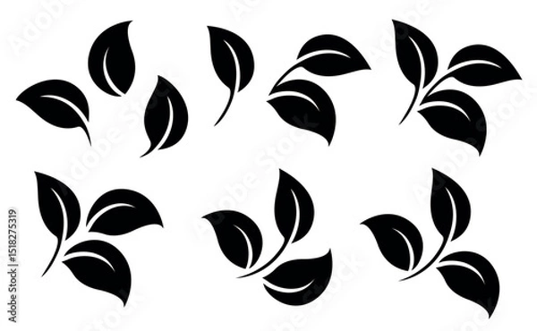 Obraz Leaves icons vector eco set on white