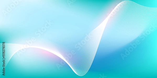 Fototapeta Abstract blue gradient background with shining lines waves. Minimalist background for banner, poster, cover, brochure, flyer, website