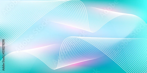 Fototapeta Abstract blue gradient background with shining lines waves. Minimalist background for banner, poster, cover, brochure, flyer, website
