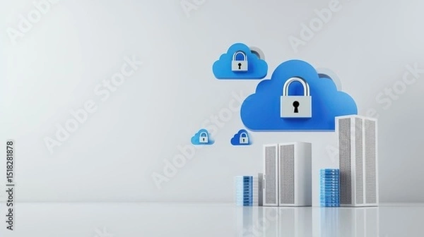 Fototapeta Secure cloud infrastructure with encrypted data storage access controls and scalable computing resources for businesses and enterprises
