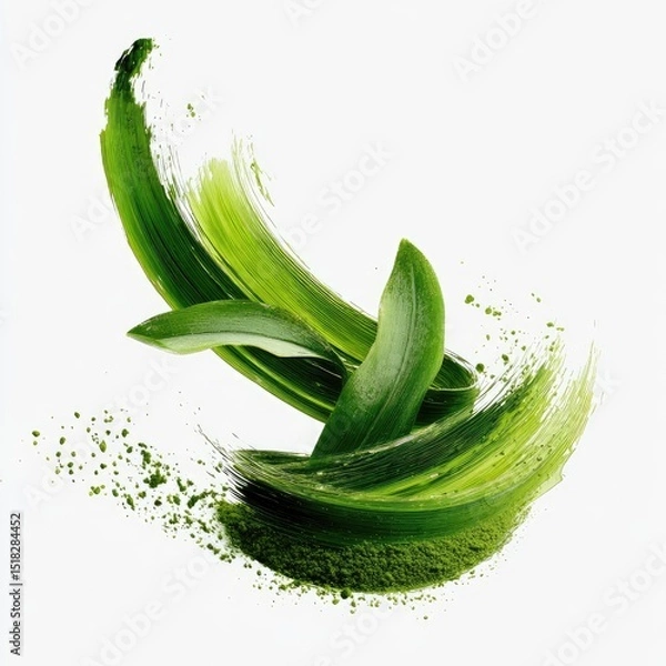 Fototapeta Elegant matcha tea ceremony artwork featuring graceful brushstroke effects