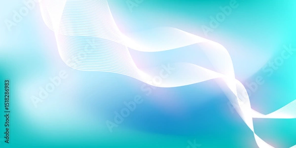 Fototapeta Abstract blue gradient background with shining lines waves. Minimalist background for banner, poster, cover, brochure, flyer, website