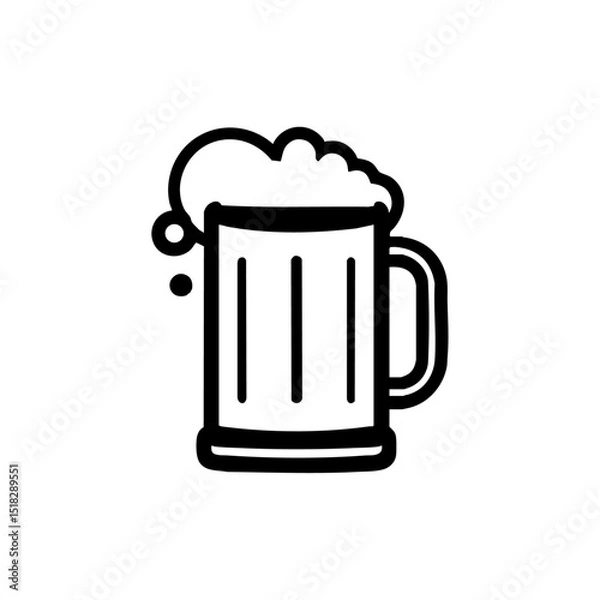 Fototapeta Vector logo of a beer mug with foamy top in clean black and white minimal style. Silhouette of frothy beer glass icon, perfect for bars, breweries, or pubs.



