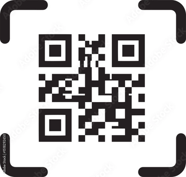 Fototapeta A black and white QR code sits framed in a white square