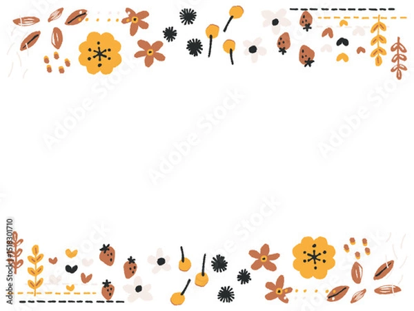 Obraz オレンジ系のかわいいボタニカルフレーム