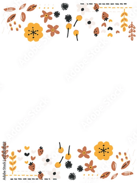 Obraz オレンジ系のかわいいボタニカルフレーム