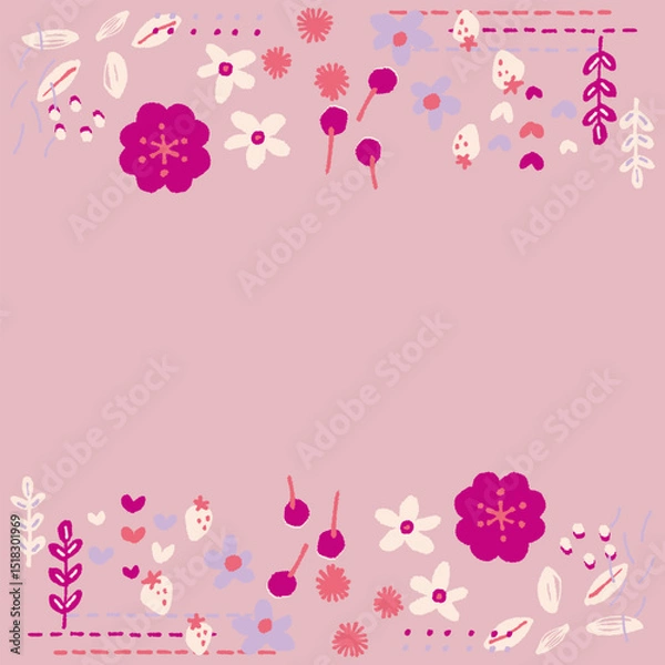 Obraz ピンクの花と白い花のフレーム