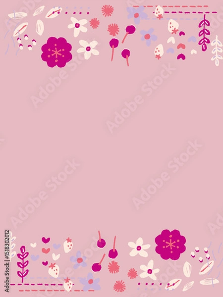 Obraz ピンクの花と白い花のフレーム