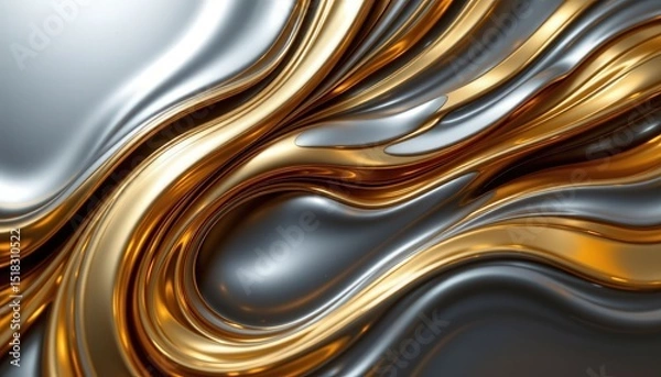 Obraz Abstract Gold and Silver Liquid Swirls Background Texture Design