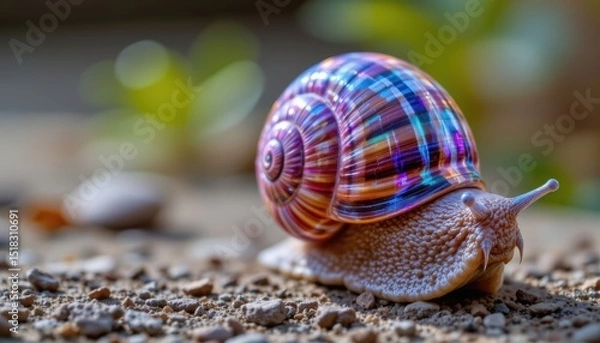Obraz Vibrant Snail Shell Close Up Nature Colorful Jewel Crawling on Ground