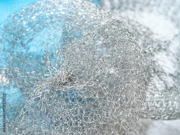 Obraz Abstract texture. Metallic color abstract. Twisted metal wire. Selective focus