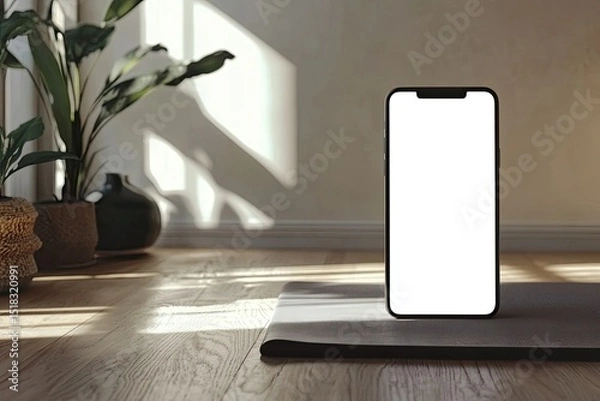 Obraz Pixel Perfect Picture of Smartphone Template with Yoga Concept