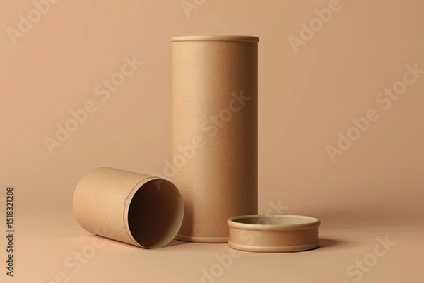 Obraz Ultra Hd Visual of Kraft Paper Tube Branding Mockup Open Cap View