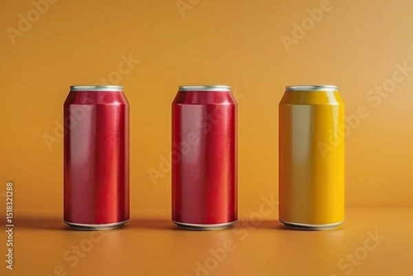 Obraz Premium Quality Picture of Mockup of Three Drink Cans Composition