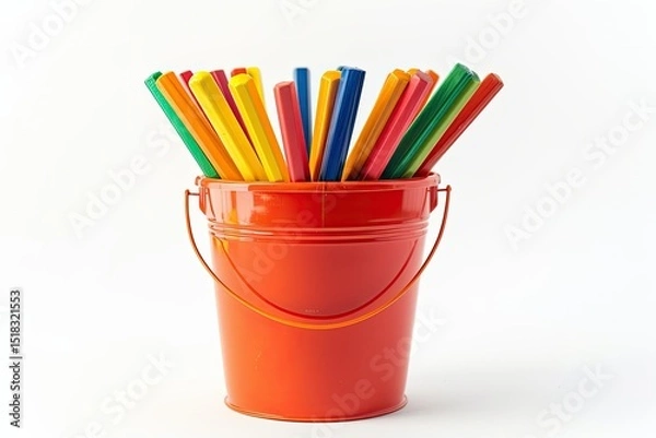 Obraz Detailed Image of School Tool Bucket Isolated on White Background