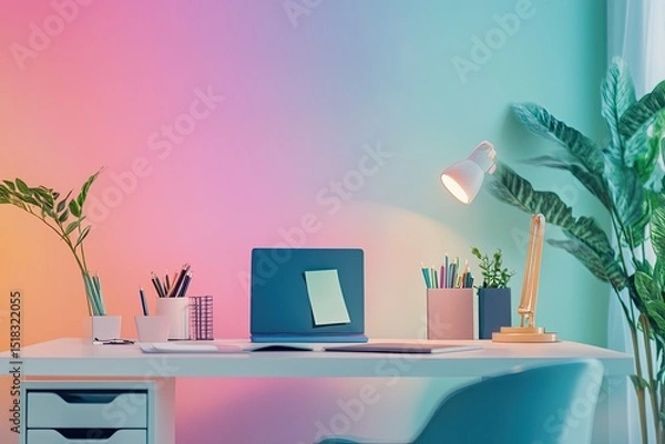 Obraz High Resolution Image of Office Desk with Note Mockup