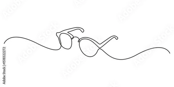 Fototapeta Continuous single line drawing of eyeglasses or sunglasses. Eyeglasses and sunglasses symbol in simple linear style. Editable vector illustration