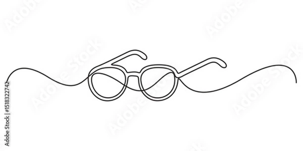 Fototapeta Continuous single line drawing of eyeglasses or sunglasses. Eyeglasses and sunglasses symbol in simple linear style. Editable vector illustration