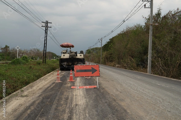 Fototapeta Machine Road construction site.