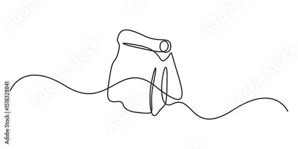 Fototapeta Shopping paper bag continuous single line drawing. One line art style paper bag. Craft paper pack for gift food item packet retail packaging concept vector illustration