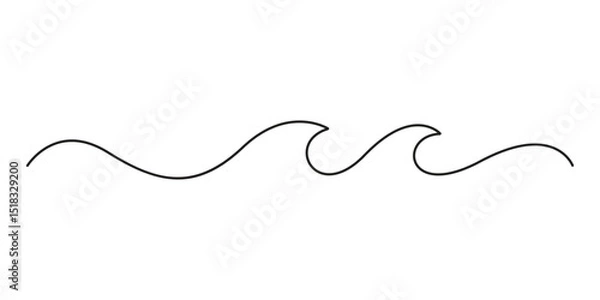 Fototapeta Continuous one line drawing of sea wave. Modern abstract seascape and concept for surf club in simple linear style. Doodle vector illustration
