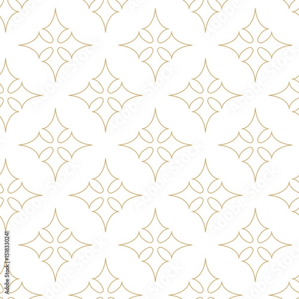 Obraz Seamless abstract geometric pattern with gold lines, squares, and shapes on white background. Ideal for fabric, wallpapers, notebooks, gift wrap, packaging, rugs, and branding.