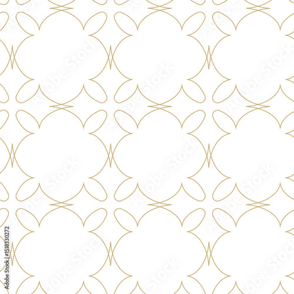 Obraz Seamless abstract geometric pattern with gold lines, squares, and shapes on white background. Ideal for fabric, wallpapers, notebooks, gift wrap, packaging, rugs, and branding.