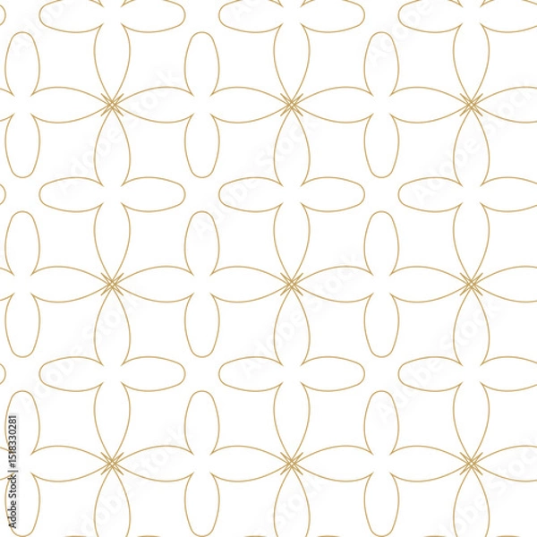 Obraz Seamless abstract geometric pattern with gold lines, squares, and shapes on white background. Ideal for fabric, wallpapers, notebooks, gift wrap, packaging, rugs, and branding.