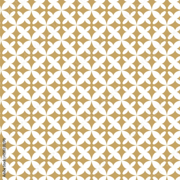 Obraz Seamless abstract geometric pattern with gold lines, squares, and shapes on white background. Ideal for fabric, wallpapers, notebooks, gift wrap, packaging, rugs, and branding.